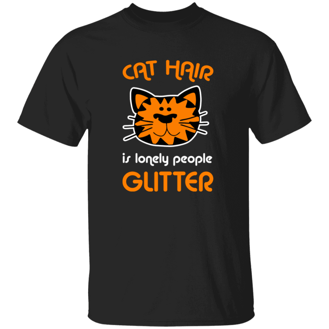 Designs by MyUtopia Shout Out:Cat Hair is Lonly People Glitter 100% cotton Unisex T-Shirt Special Offer,Black / S,Adult Unisex T-Shirt
