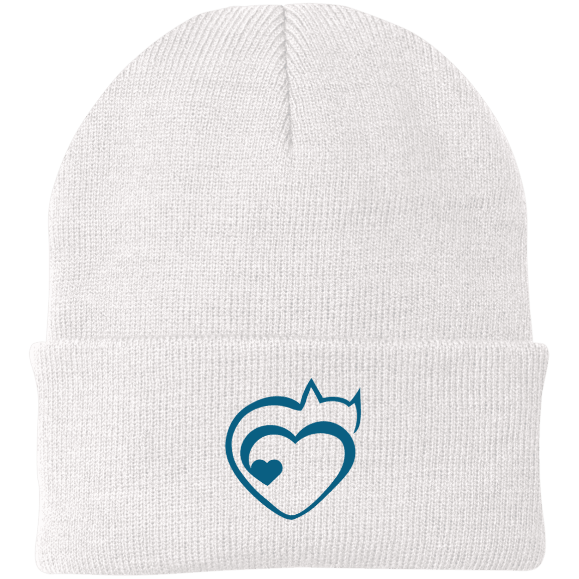 Designs by MyUtopia Shout Out:Cat Heart Embroidered Knit Cap,White / One Size,Hats