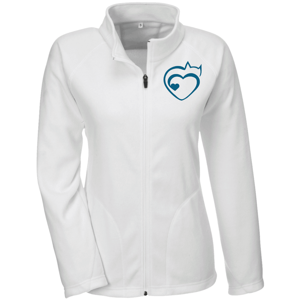 Designs by MyUtopia Shout Out:Cat Heart Embroidered Ladies Micro-fleece Jacket,White / X-Small,Jackets