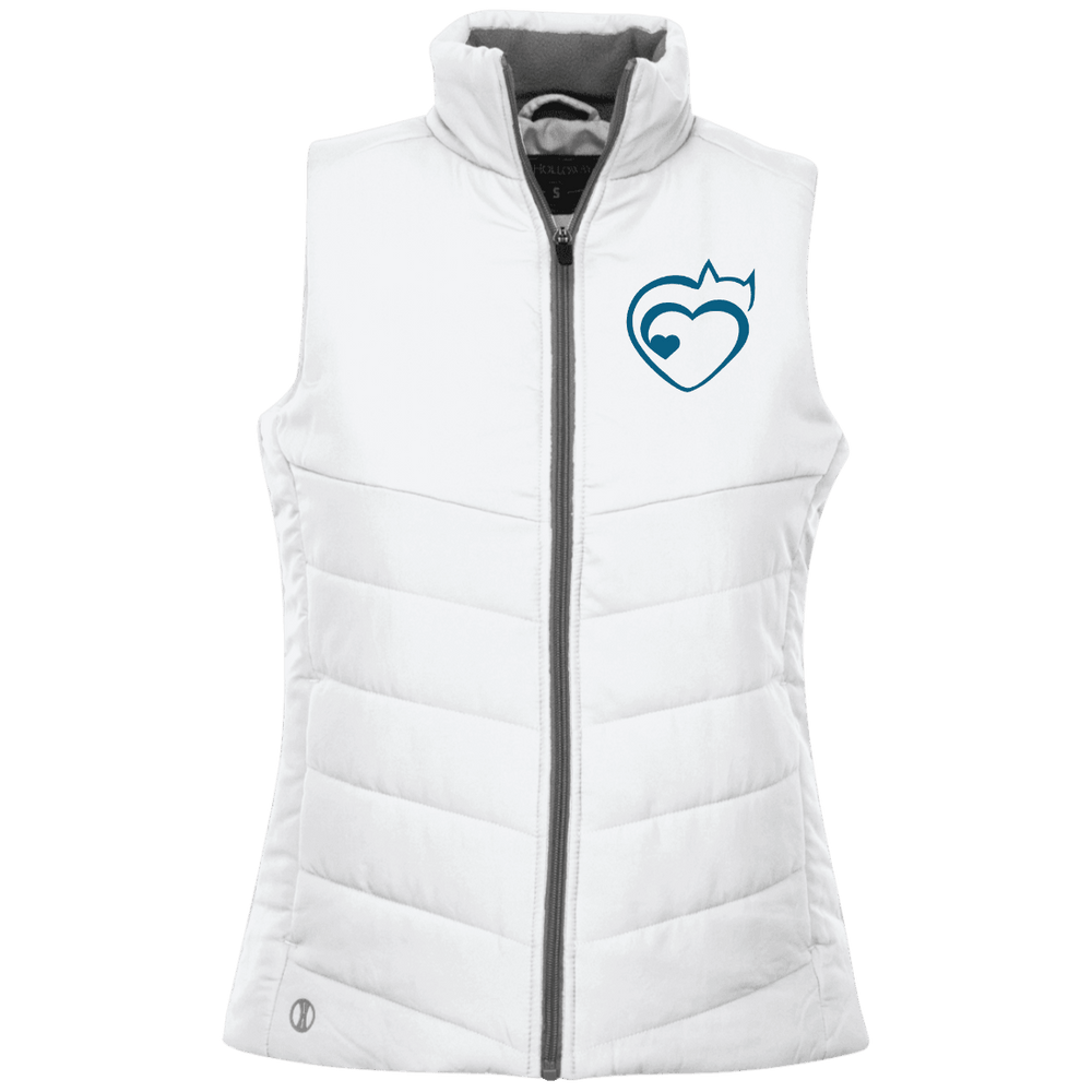 Designs by MyUtopia Shout Out:Cat Heart Embroidered Ladies' Quilted Vest,White / X-Small,Jackets