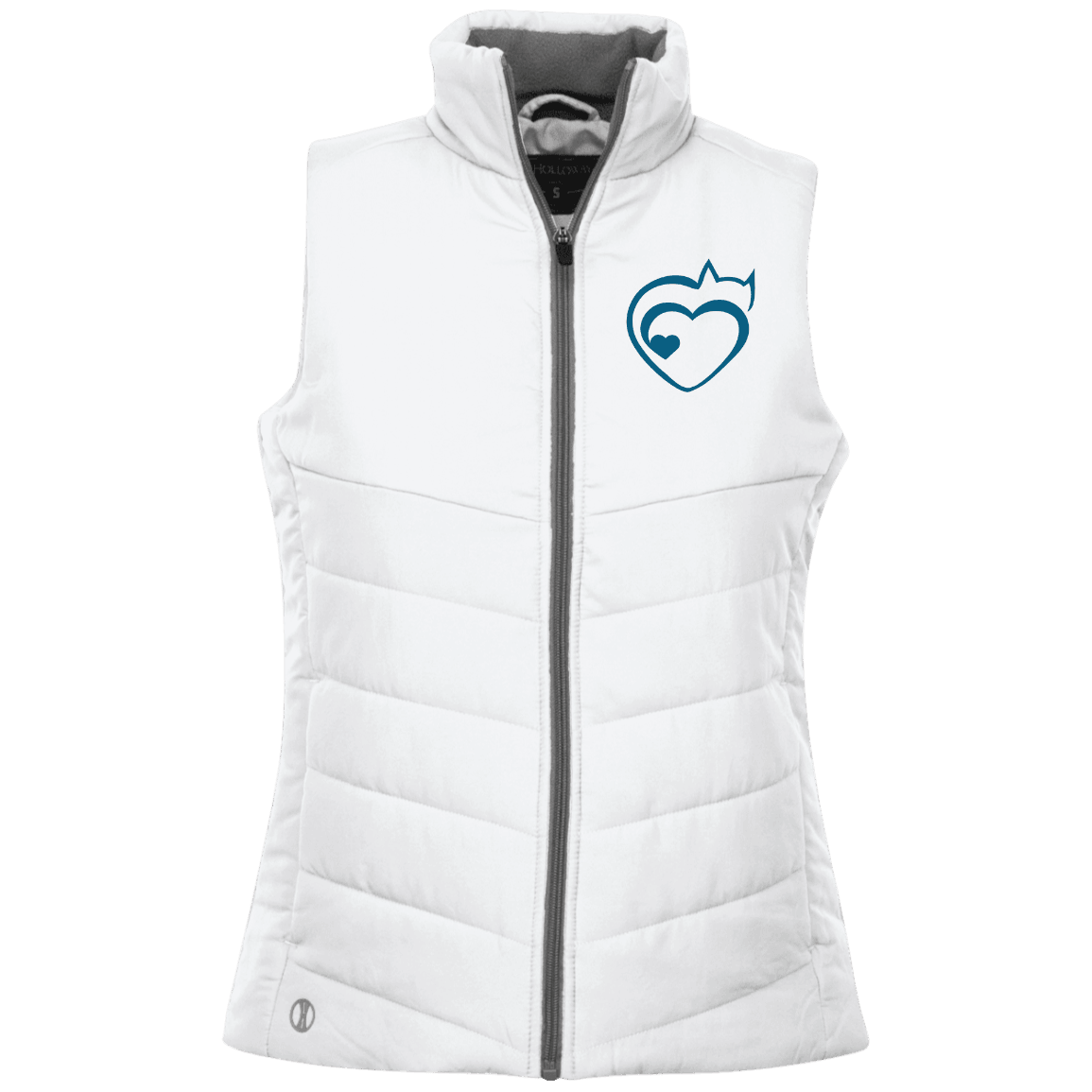 Designs by MyUtopia Shout Out:Cat Heart Embroidered Ladies' Quilted Vest,White / X-Small,Jackets