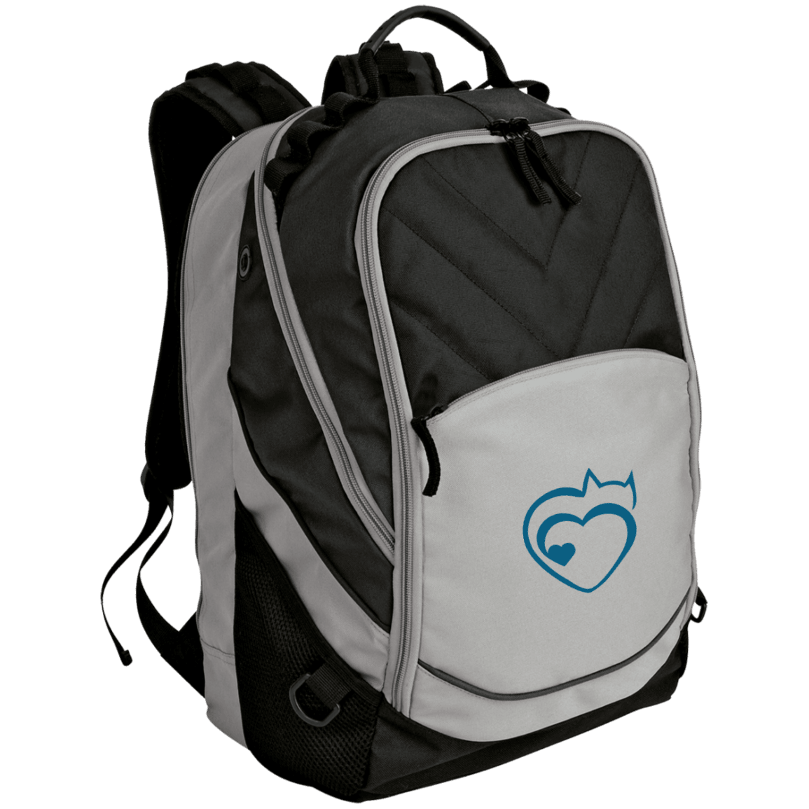 Designs by MyUtopia Shout Out:Cat Heart Embroidered Laptop Computer Backpack,Gray/Black / One Size,Backpacks