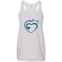 Load image into Gallery viewer, Designs by MyUtopia Shout Out:Cat Heart Ladies Flowy Racer-back Tank Top,Vintage White / X-Small,Tank Tops
