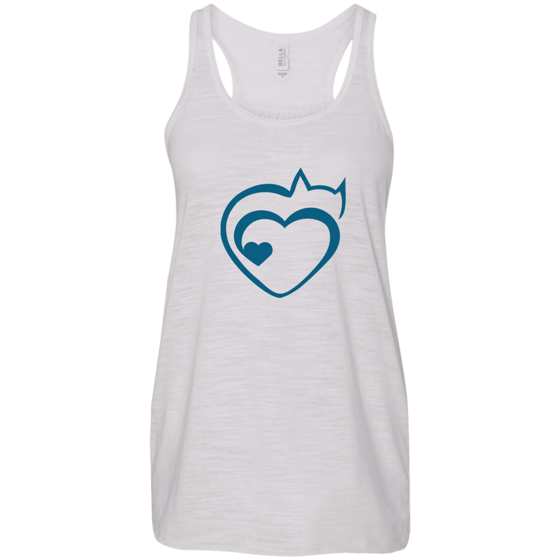 Designs by MyUtopia Shout Out:Cat Heart Ladies Flowy Racer-back Tank Top,Vintage White / X-Small,Tank Tops