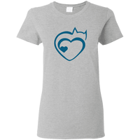 Load image into Gallery viewer, Designs by MyUtopia Shout Out:Cat Heart Ultra Cotton Ladies T-Shirt,Sport Grey / S,Ladies T-Shirts
