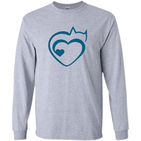 Load image into Gallery viewer, Designs by MyUtopia Shout Out:Cat Heart Ultra Cotton Long Sleeve T-Shirt,Sport Grey / S,Adult Unisex T-Shirt
