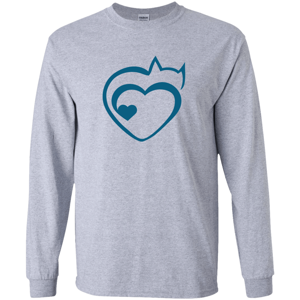 Designs by MyUtopia Shout Out:Cat Heart Ultra Cotton Long Sleeve T-Shirt,Sport Grey / S,Adult Unisex T-Shirt