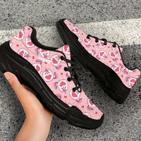 Load image into Gallery viewer, Designs by MyUtopia Shout Out:Caticorn with Hearts on Pink Chunky Sneakers,Women&#39;s / Women&#39;s US5.5 (EU36) / Pink,Chunky Sneakers
