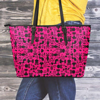 Load image into Gallery viewer, Designs by MyUtopia Shout Out:Cats All Over Print Faux Leather Totebag Purse Pink,Medium (10 x 16 x 5) / Black/Pink,tote bag purse
