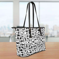 Load image into Gallery viewer, Designs by MyUtopia Shout Out:Cats All Over Print Faux Leather Totebag Purse White

