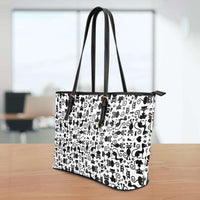 Load image into Gallery viewer, Designs by MyUtopia Shout Out:Cats All Over Print Faux Leather Totebag Purse White
