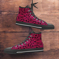 Load image into Gallery viewer, Designs by MyUtopia Shout Out:Cats in Pink Collage Canvas High Top Shoes Pink/Black
