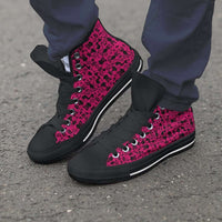 Load image into Gallery viewer, Designs by MyUtopia Shout Out:Cats in Pink Collage Canvas High Top Shoes Pink/Black
