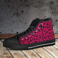 Load image into Gallery viewer, Designs by MyUtopia Shout Out:Cats in Pink Collage Canvas High Top Shoes Pink/Black
