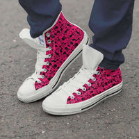 Load image into Gallery viewer, Designs by MyUtopia Shout Out:Cats in Pink Collage Canvas High Top Shoes Pink/White,Men&#39;s / Men&#39;s US 8 (EU40) / White/Pink,High Top Sneakers
