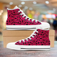 Load image into Gallery viewer, Designs by MyUtopia Shout Out:Cats in Pink Collage Canvas High Top Shoes Pink/White
