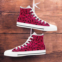 Load image into Gallery viewer, Designs by MyUtopia Shout Out:Cats in Pink Collage Canvas High Top Shoes Pink/White
