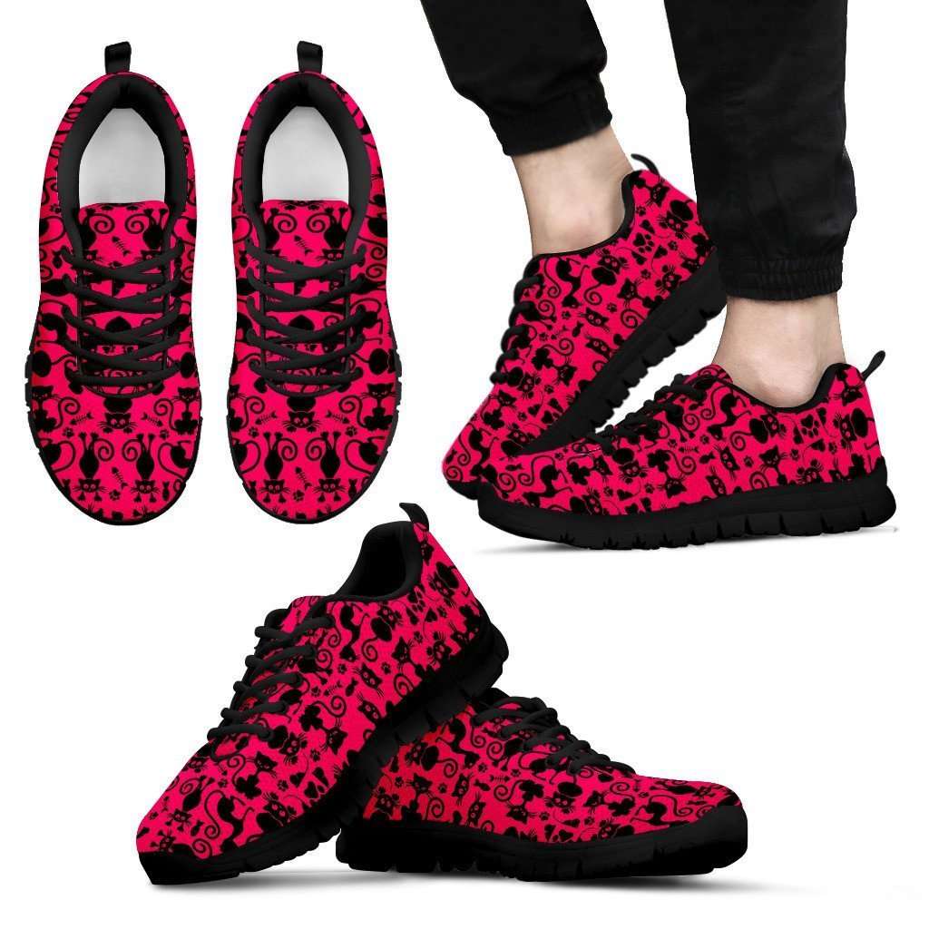 Designs by MyUtopia Shout Out:Cats in Pink Collage Running Shoes,Mens / Mens US5 (EU38) / Black/Pink,Running Shoes