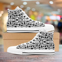 Load image into Gallery viewer, Designs by MyUtopia Shout Out:Cats in White Collage Canvas High Top Shoes
