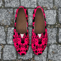 Load image into Gallery viewer, Designs by MyUtopia Shout Out:Cats Pink Casual Canvas Slip on Shoes Women&#39;s Flats
