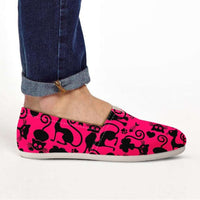 Load image into Gallery viewer, Designs by MyUtopia Shout Out:Cats Pink Casual Canvas Slip on Shoes Women&#39;s Flats
