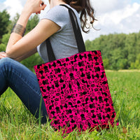 Load image into Gallery viewer, Designs by MyUtopia Shout Out:Cats Pink Fabric Totebag Reusable Shopping Tote

