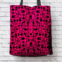 Load image into Gallery viewer, Designs by MyUtopia Shout Out:Cats Pink Fabric Totebag Reusable Shopping Tote
