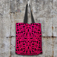Load image into Gallery viewer, Designs by MyUtopia Shout Out:Cats Pink Fabric Totebag Reusable Shopping Tote
