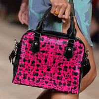 Load image into Gallery viewer, Designs by MyUtopia Shout Out:Cats Pink Faux Leather Handbag with Shoulder Strap
