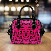 Load image into Gallery viewer, Designs by MyUtopia Shout Out:Cats Pink Faux Leather Handbag with Shoulder Strap
