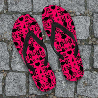 Load image into Gallery viewer, Designs by MyUtopia Shout Out:Cats Pink Flip-Flops
