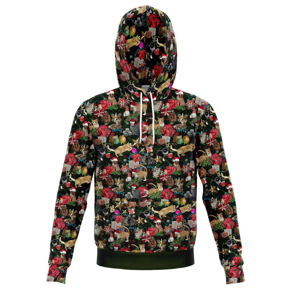 Designs by MyUtopia Shout Out:Cats Playing with Christmas Presents Fashion Hoodie,XS / Multi,Fashion Hoodie - AOP