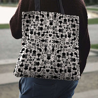 Load image into Gallery viewer, Designs by MyUtopia Shout Out:Cats White Fabric Totebag Reusable Shopping Tote
