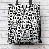 Load image into Gallery viewer, Designs by MyUtopia Shout Out:Cats White Fabric Totebag Reusable Shopping Tote

