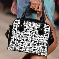 Load image into Gallery viewer, Designs by MyUtopia Shout Out:Cats White Faux Leather Handbag with Shoulder Strap
