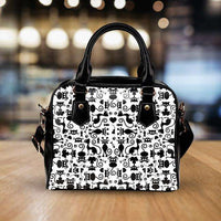 Load image into Gallery viewer, Designs by MyUtopia Shout Out:Cats White Faux Leather Handbag with Shoulder Strap
