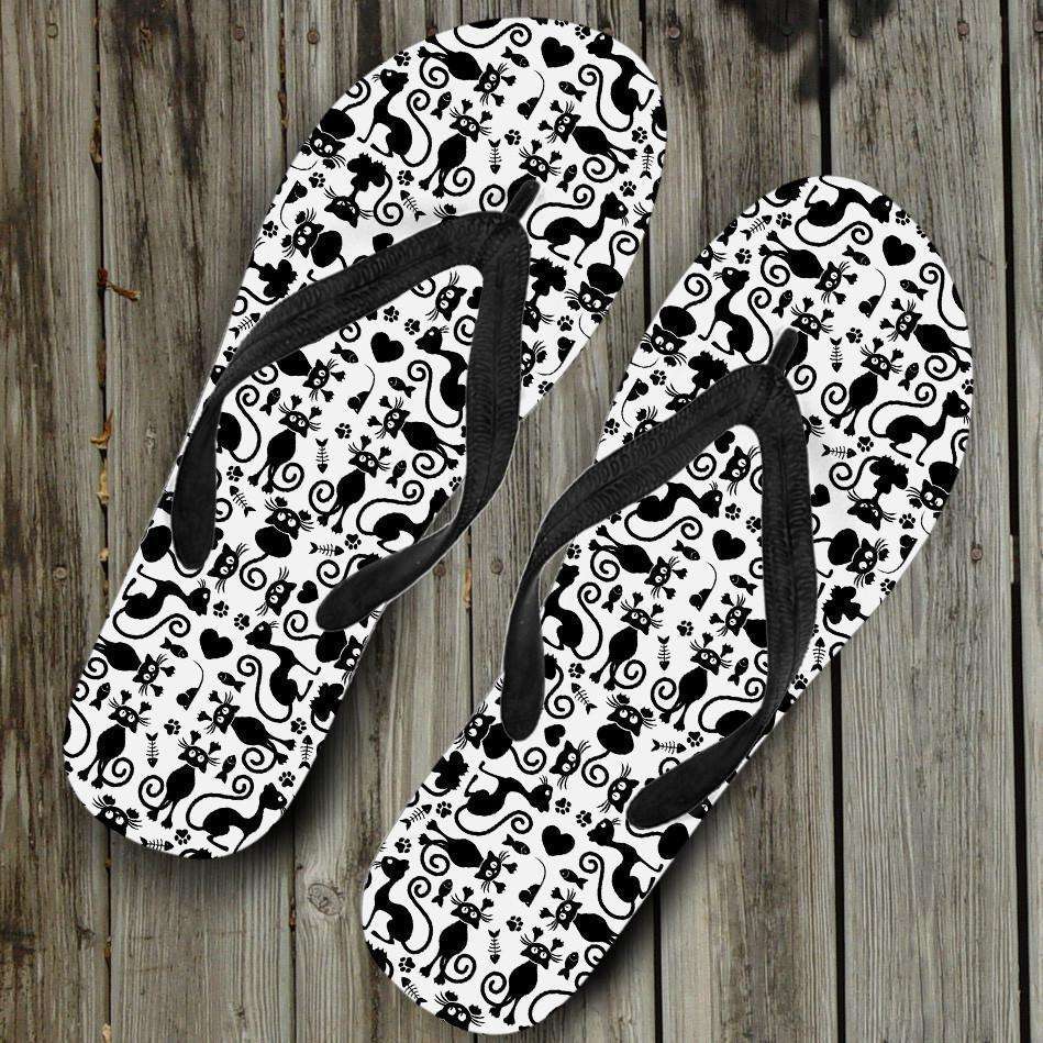 Designs by MyUtopia Shout Out:Cats White Flip-Flops