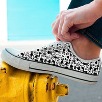 Load image into Gallery viewer, Designs by MyUtopia Shout Out:Cats White Low Cuts,Men&#39;s / Men&#39;s US8 (EU40) / Black/White,Lowtop Shoes
