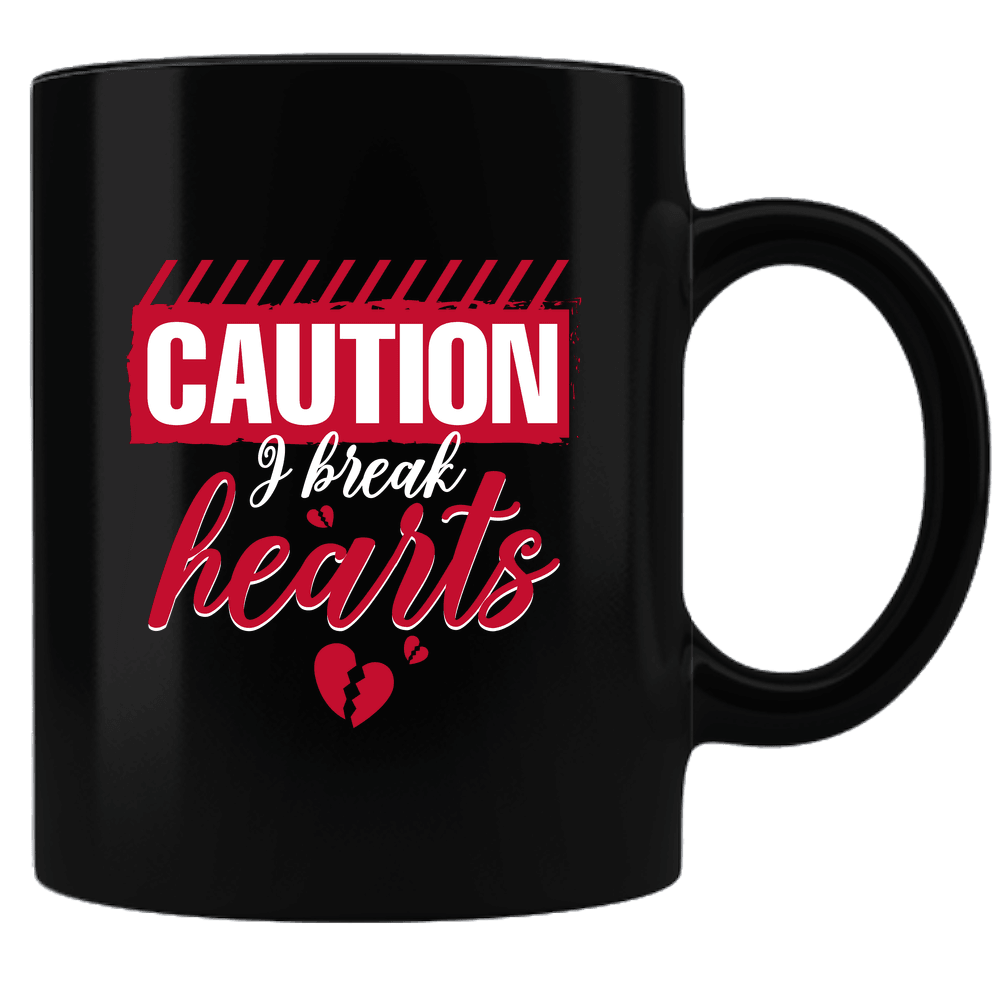 Designs by MyUtopia Shout Out:Caution: I Break Hearts Valentines Day Gift Humor Ceramic Black Coffee Mug,Default Title,Ceramic Coffee Mug
