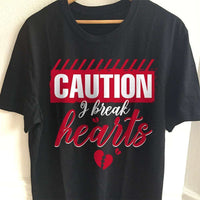 Load image into Gallery viewer, Designs by MyUtopia Shout Out:Caution: I Break Hearts Valentines Day Humor Adult Unisex T-Shirt
