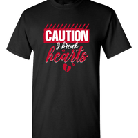 Load image into Gallery viewer, Designs by MyUtopia Shout Out:Caution: I Break Hearts Valentines Day Humor Adult Unisex T-Shirt,S / Black,Adult Unisex T-Shirt

