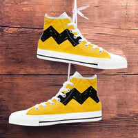 Load image into Gallery viewer, Designs by MyUtopia Shout Out:Charlie Brown Zig Zag Canvas High Top Shoes
