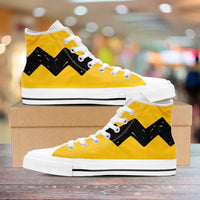 Load image into Gallery viewer, Designs by MyUtopia Shout Out:Charlie Brown Zig Zag Canvas High Top Shoes
