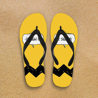 Load image into Gallery viewer, Designs by MyUtopia Shout Out:Charlie Flip-Flops,Women&#39;s / Women&#39;s Small (US 5-6 /EU 35-37) / Yellow/Black,Flip Flops
