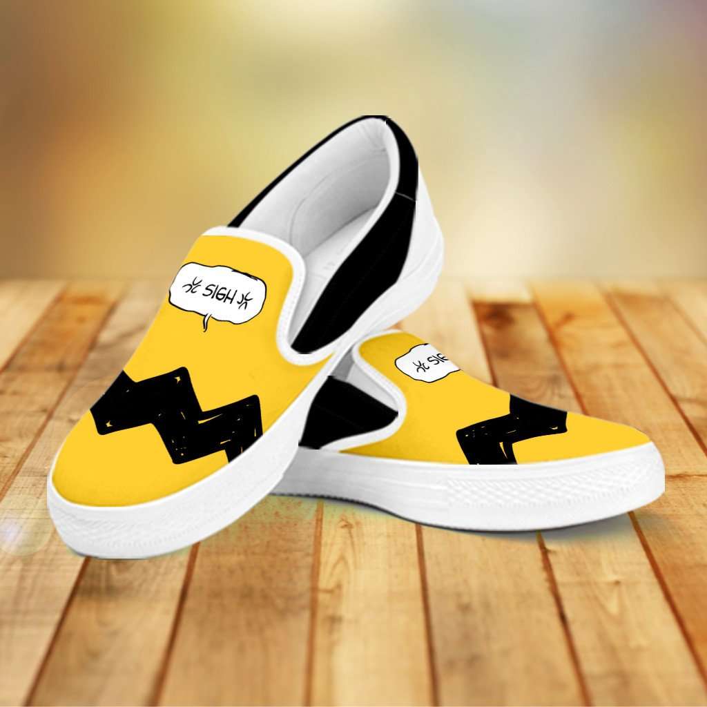 Designs by MyUtopia Shout Out:Charlie Slip-on Shoes,Women's / Women's US6 (EU36) / Yellow,Slip on sneakers