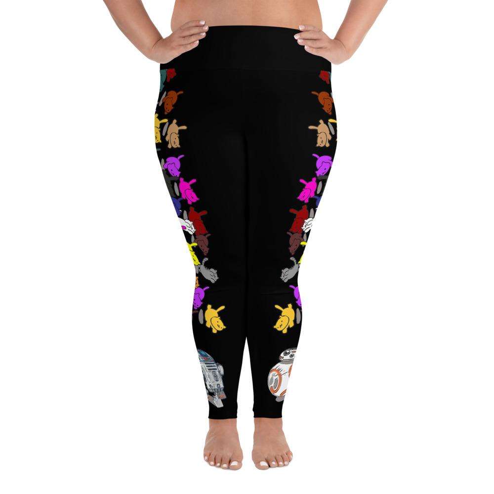 Designs by MyUtopia Shout Out:Chasing Nekos Racing Stripe Plus Size Yoga Leggings,2XL (18W/20W) / Black,Yoga Leggings