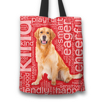 Load image into Gallery viewer, Designs by MyUtopia Shout Out:Cheerful Retriever Fabric Totebag Reusable Shopping Tote - Just Pay Shipping,Red,Reusable Fabric Shopping Tote Bag
