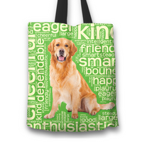 Load image into Gallery viewer, Designs by MyUtopia Shout Out:Cheerful Retriever Fabric Totebag Reusable Shopping Tote - Just Pay Shipping,Green,Reusable Fabric Shopping Tote Bag
