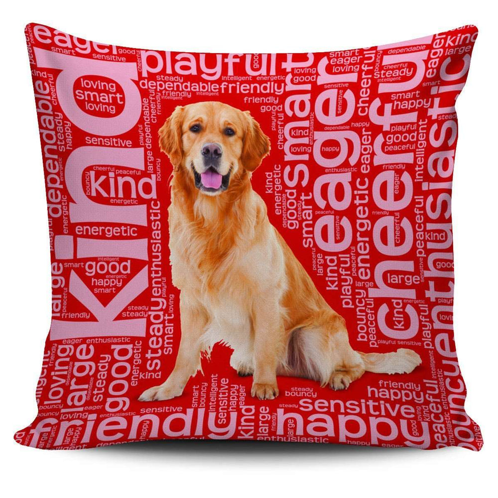 Designs by MyUtopia Shout Out:Cheerful Retriever Pillowcases,Red,Pillowcases