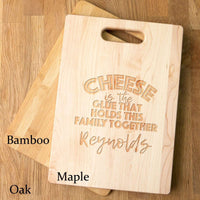 Load image into Gallery viewer, Designs by MyUtopia Shout Out:Cheese is the Glue that Holds This Family Together Personalized Gift for Chef - Engraved with Name and Special Year
